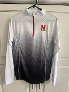 Colosseum White, Black & Red Maryland Terrapins Gradient Quarter-Zip Pullover
